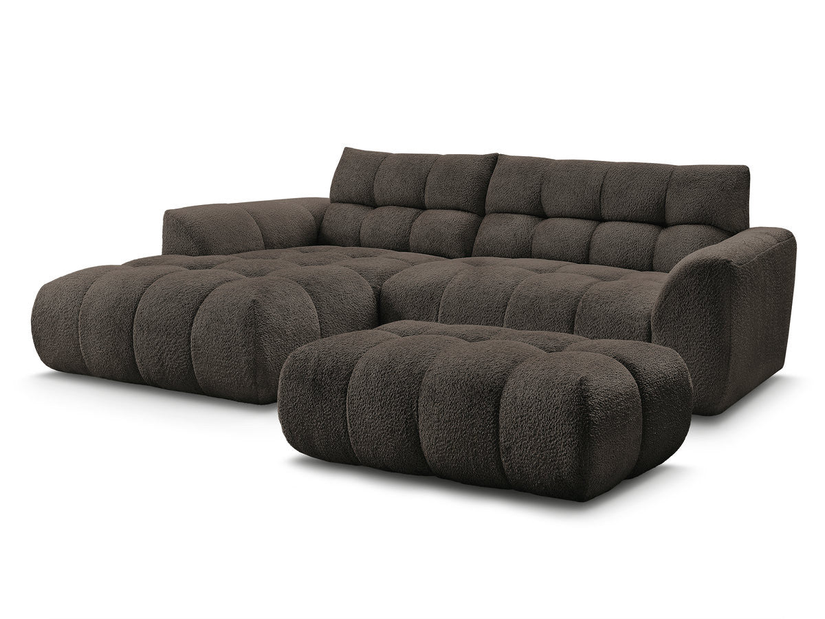 Hjørnesofa JAYA i chenille med puff