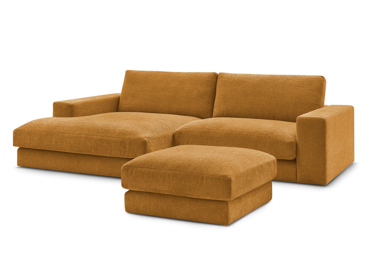 Hjørnesofa LEONARD i teksturert stoff med puff