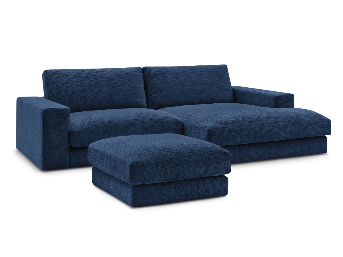 Hjørnesofa LEONARD i teksturert stoff med puff