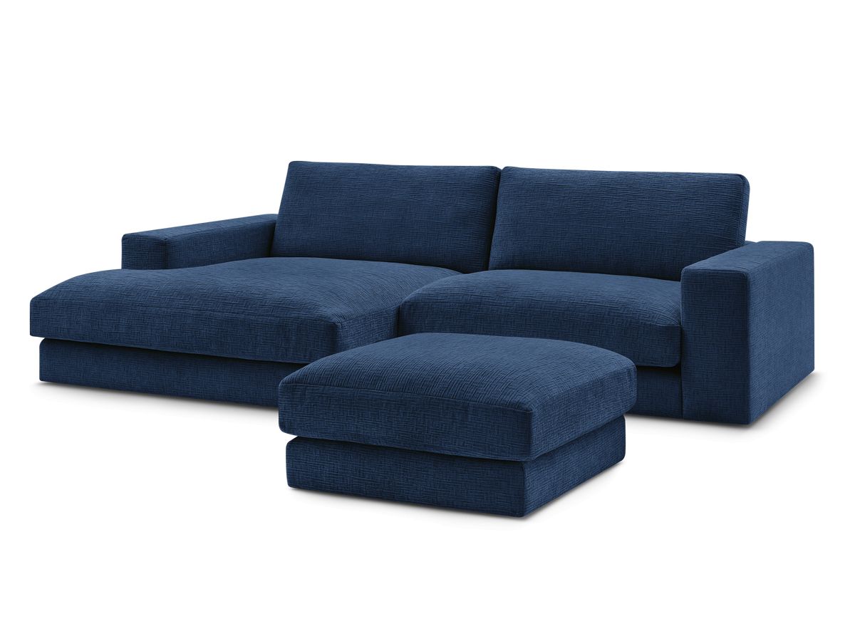 Hjørnesofa LEONARD i teksturert stoff med puff