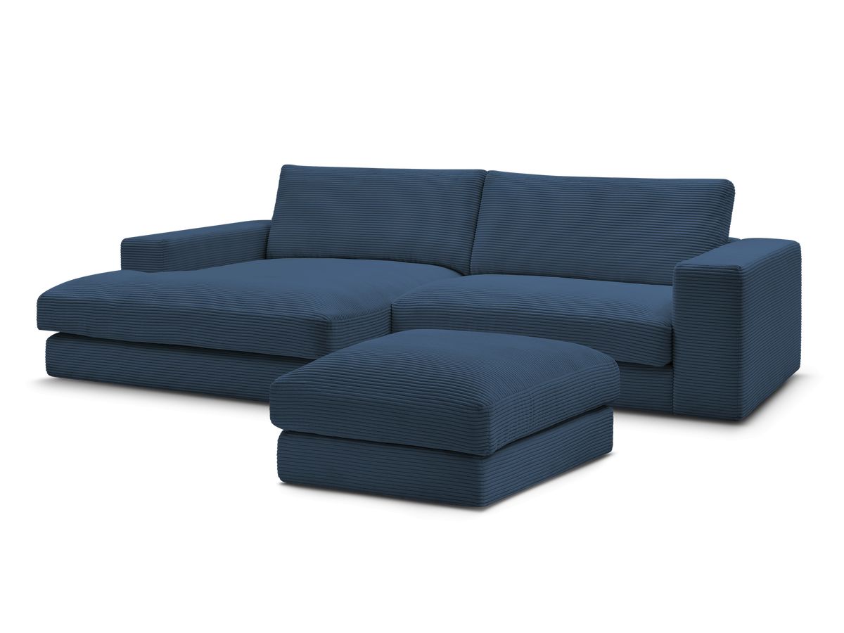 Hjørnesofa LEONARD i kordfløyel med puff