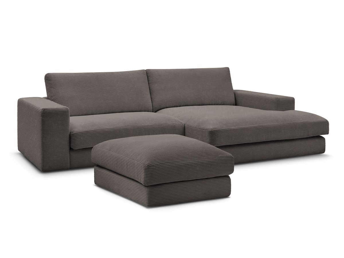 Hjørnesofa LEONARD i kordfløyel med puff