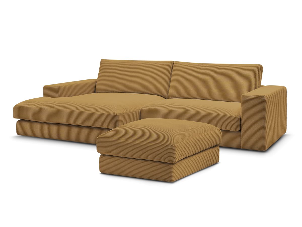 Hjørnesofa LEONARD i kordfløyel med puff