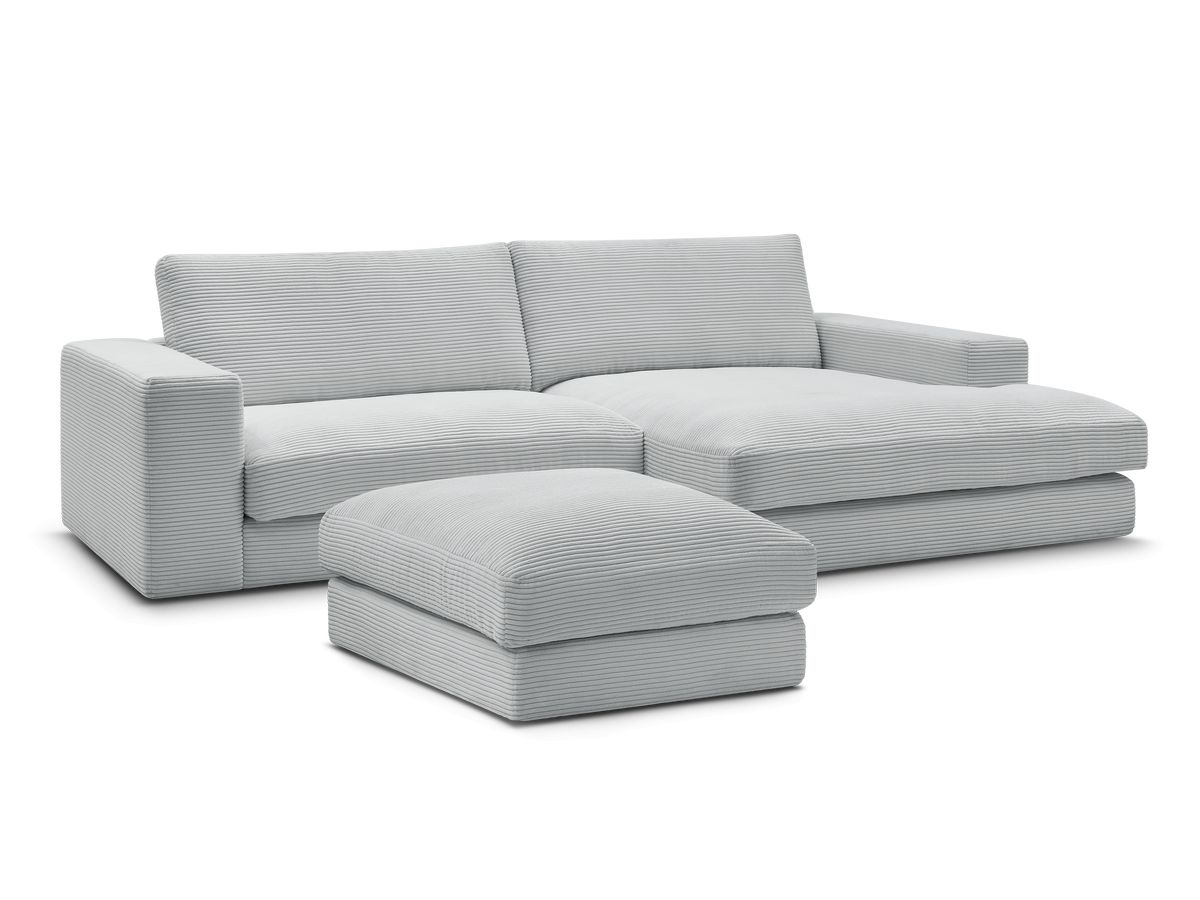 Hjørnesofa LEONARD i kordfløyel med puff