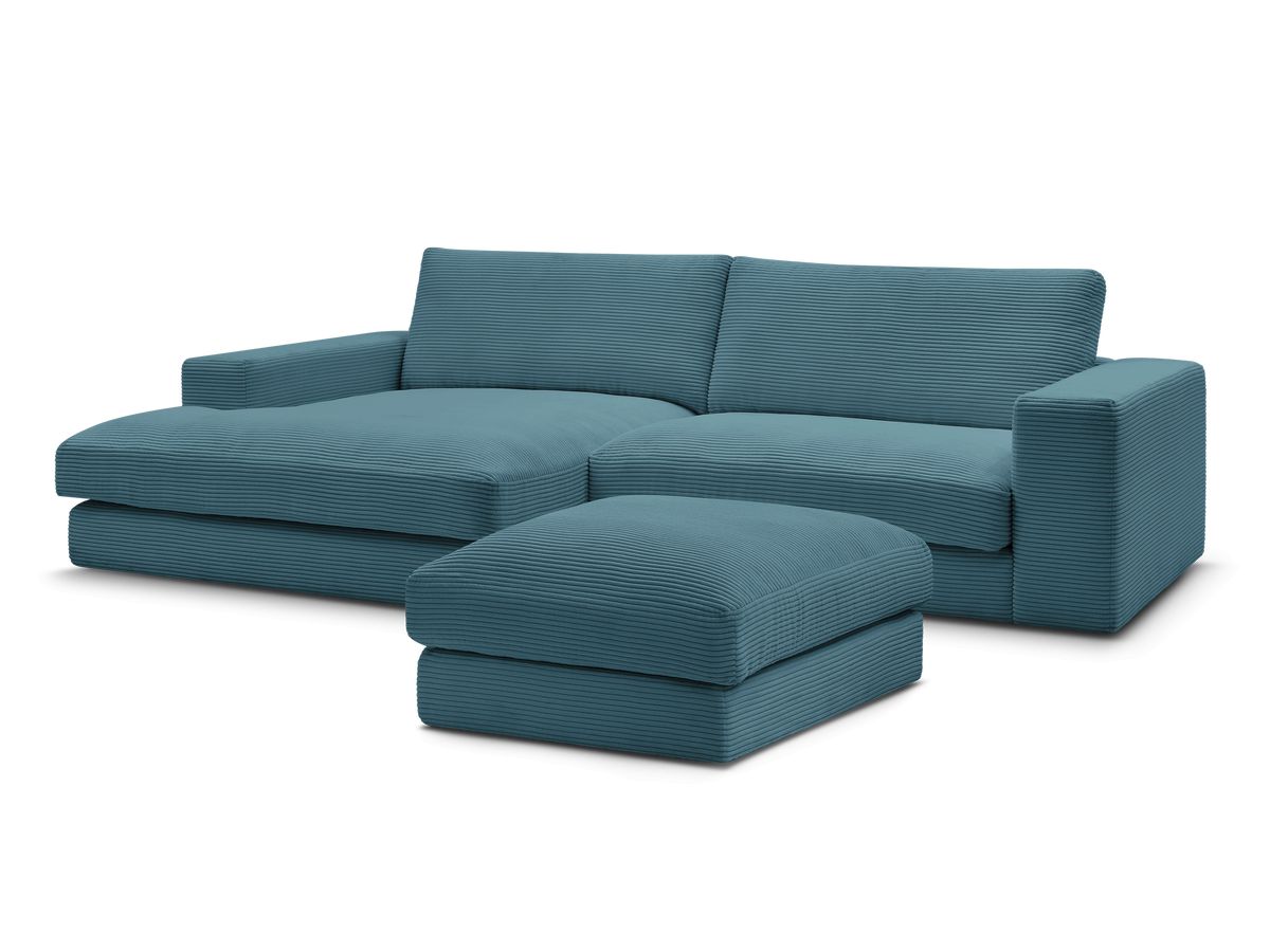 Hjørnesofa LEONARD i kordfløyel med puff
