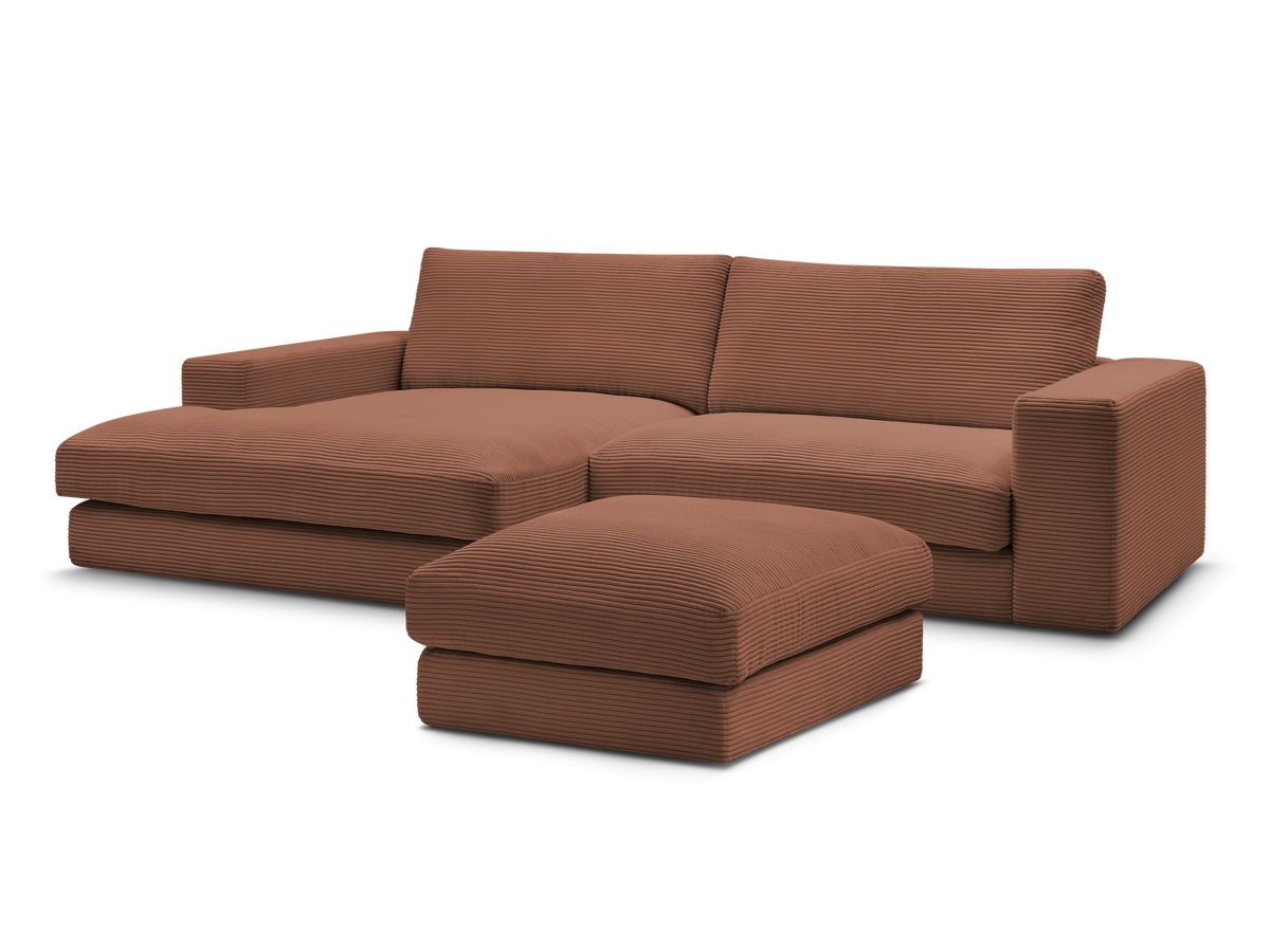 Hjørnesofa LEONARD i kordfløyel med puff