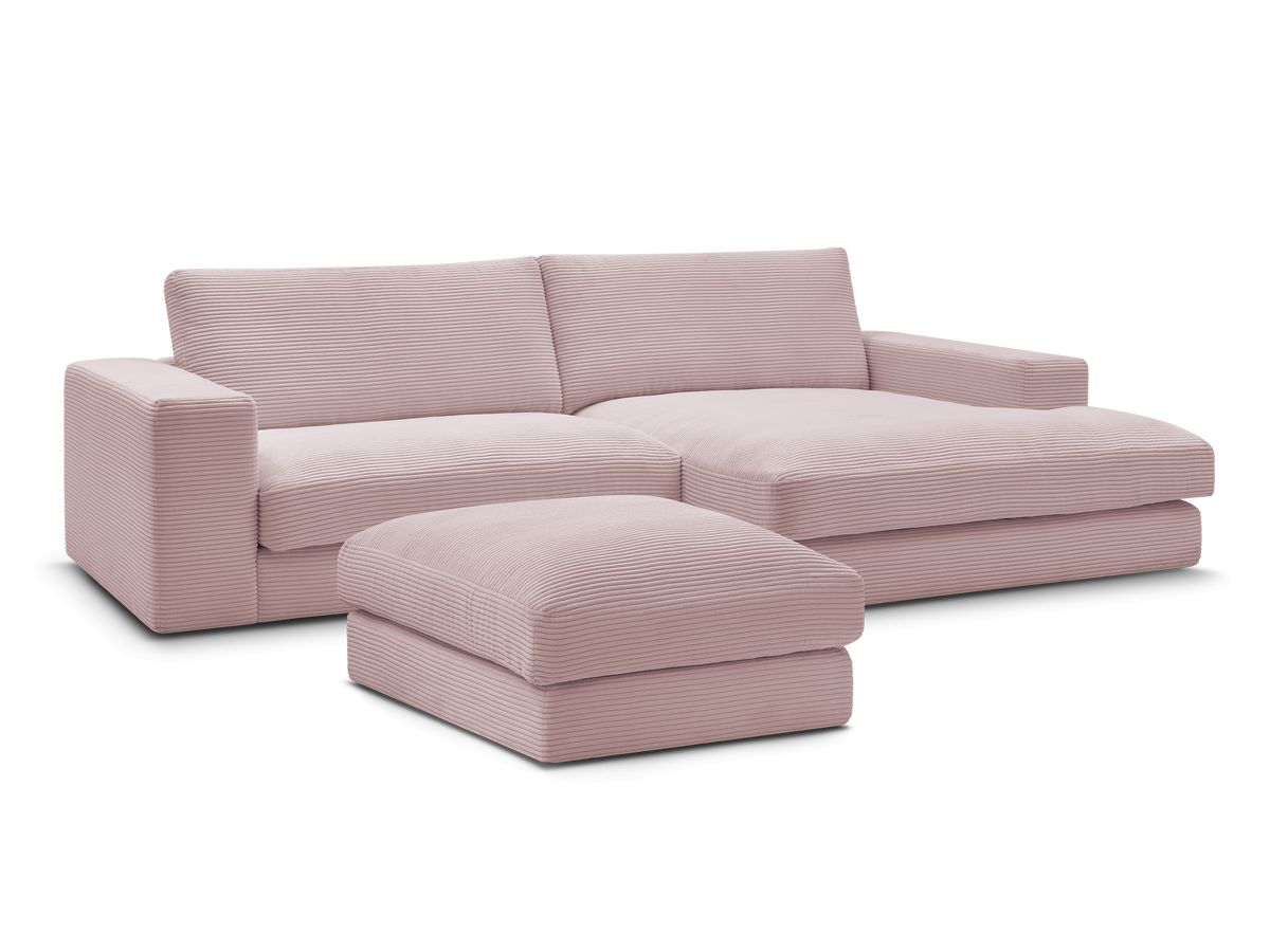 Hjørnesofa LEONARD i kordfløyel med puff