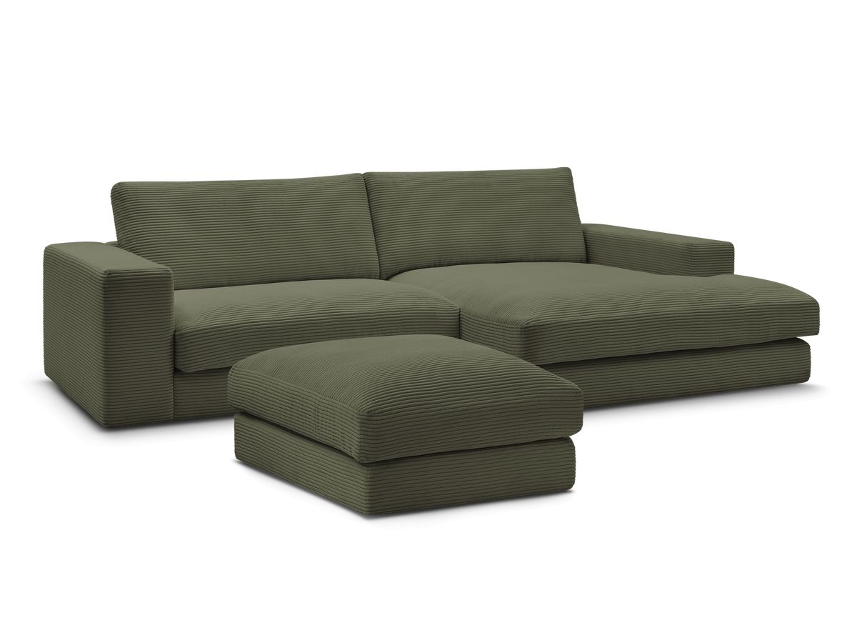 Hjørnesofa LEONARD i kordfløyel med puff