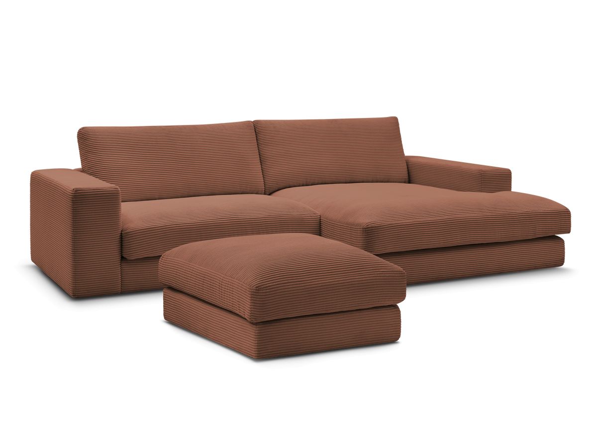 Hjørnesofa LEONARD i kordfløyel med puff