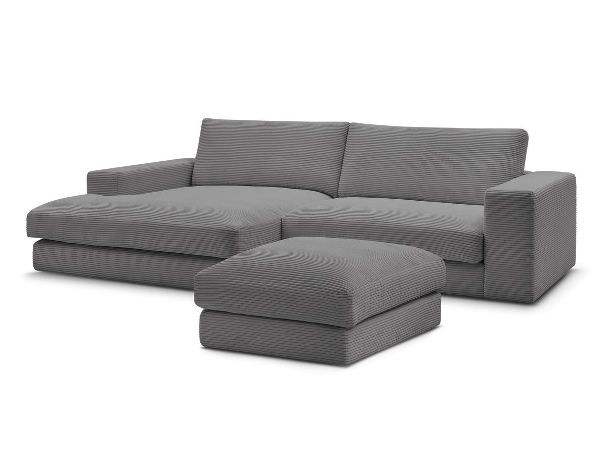 Hjørnesofa LEONARD i kordfløyel med puff