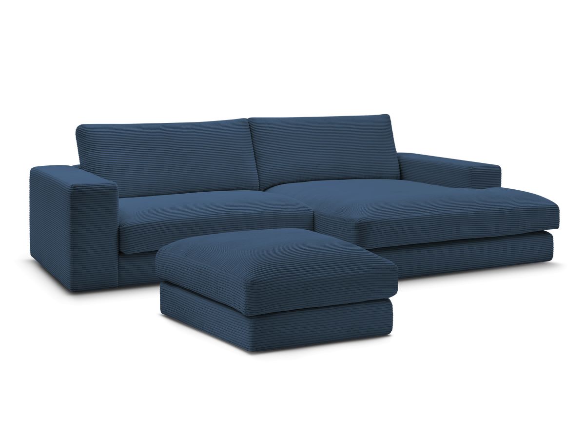 Hjørnesofa LEONARD i kordfløyel med puff
