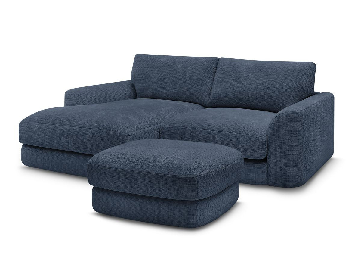 Hjørnesofa LEONORE i teksturert stoff med puff