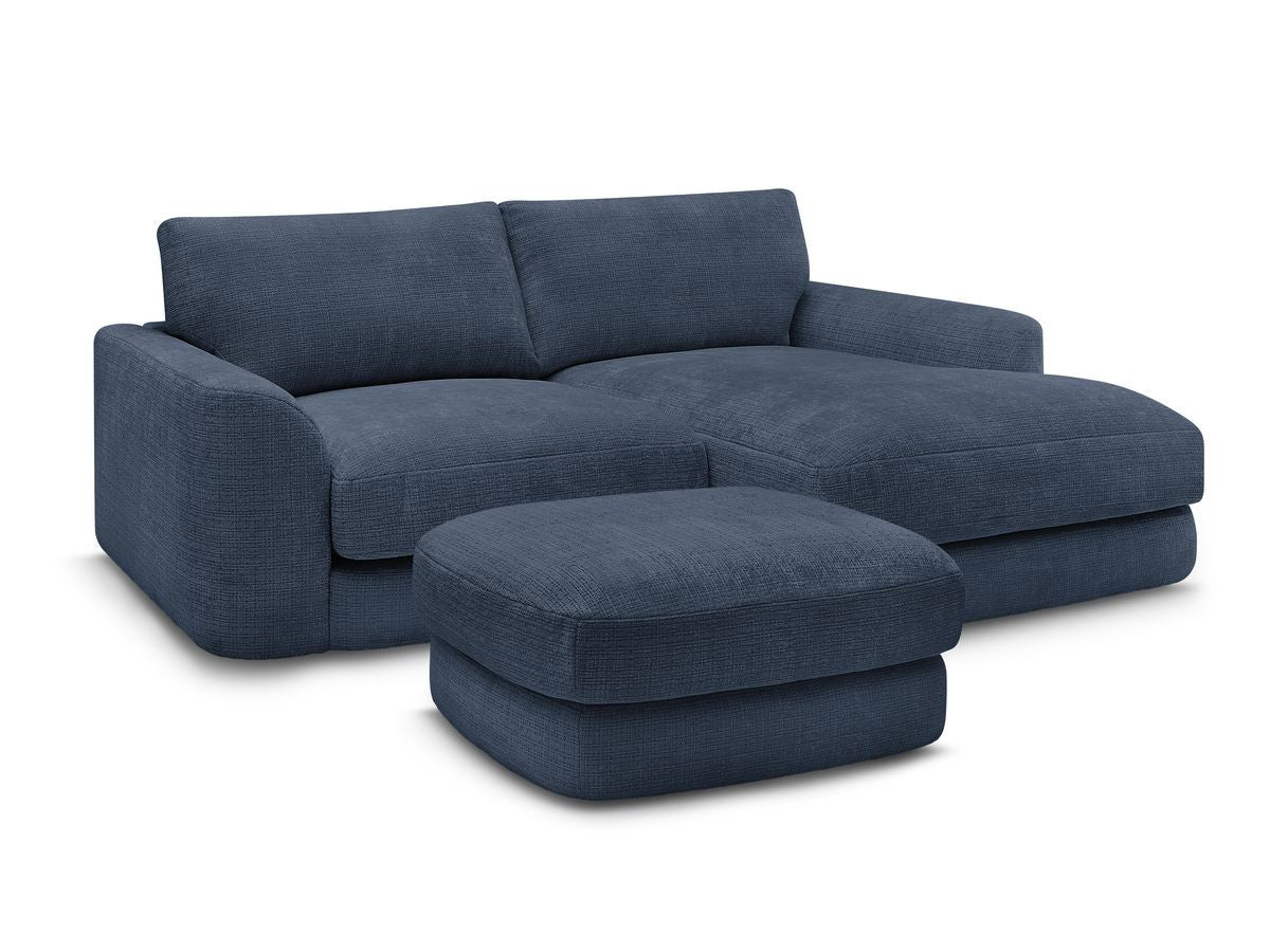 Hjørnesofa LEONORE i teksturert stoff med puff