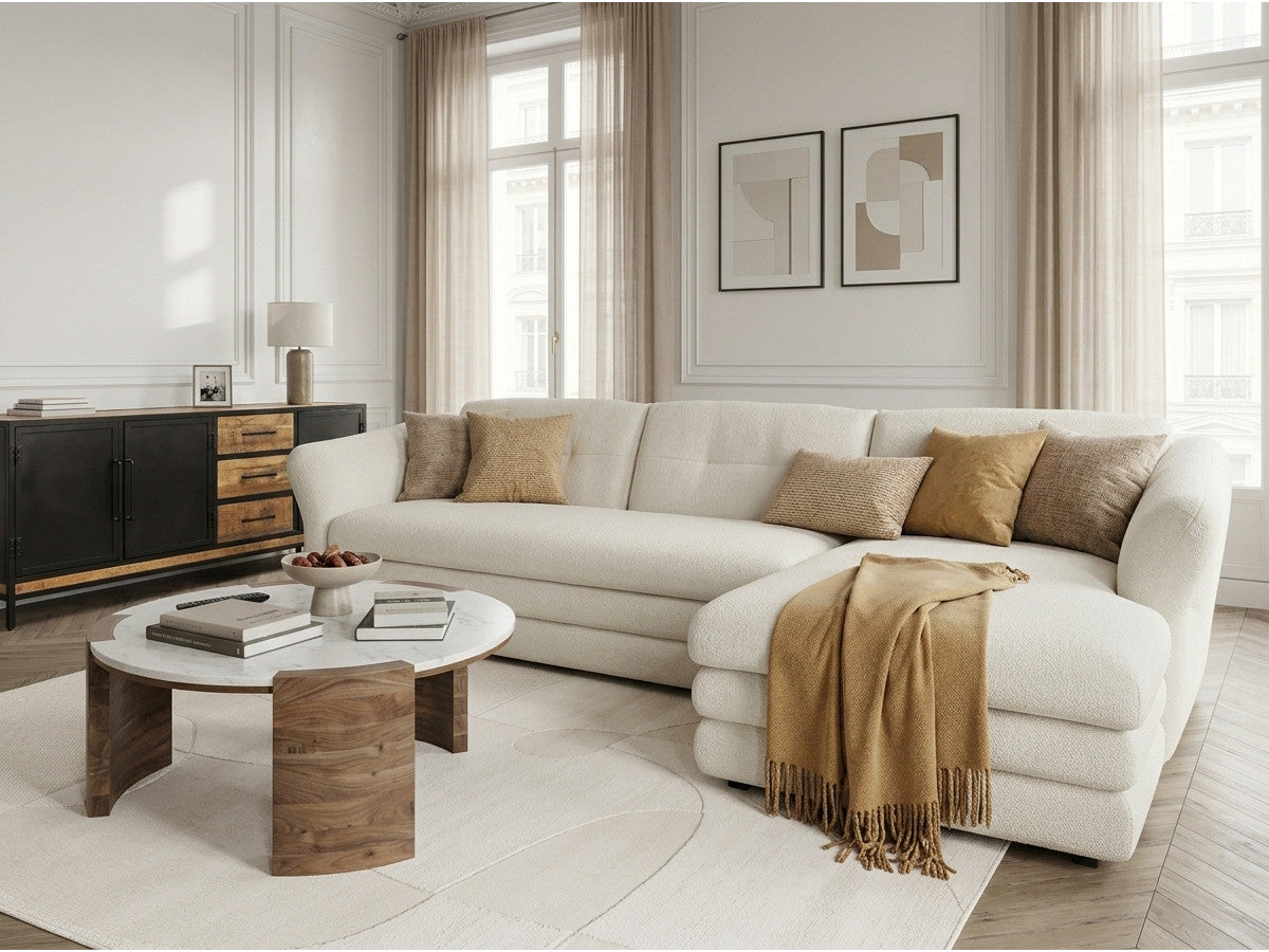 Hjørnesofa MARBLE i melert stoff