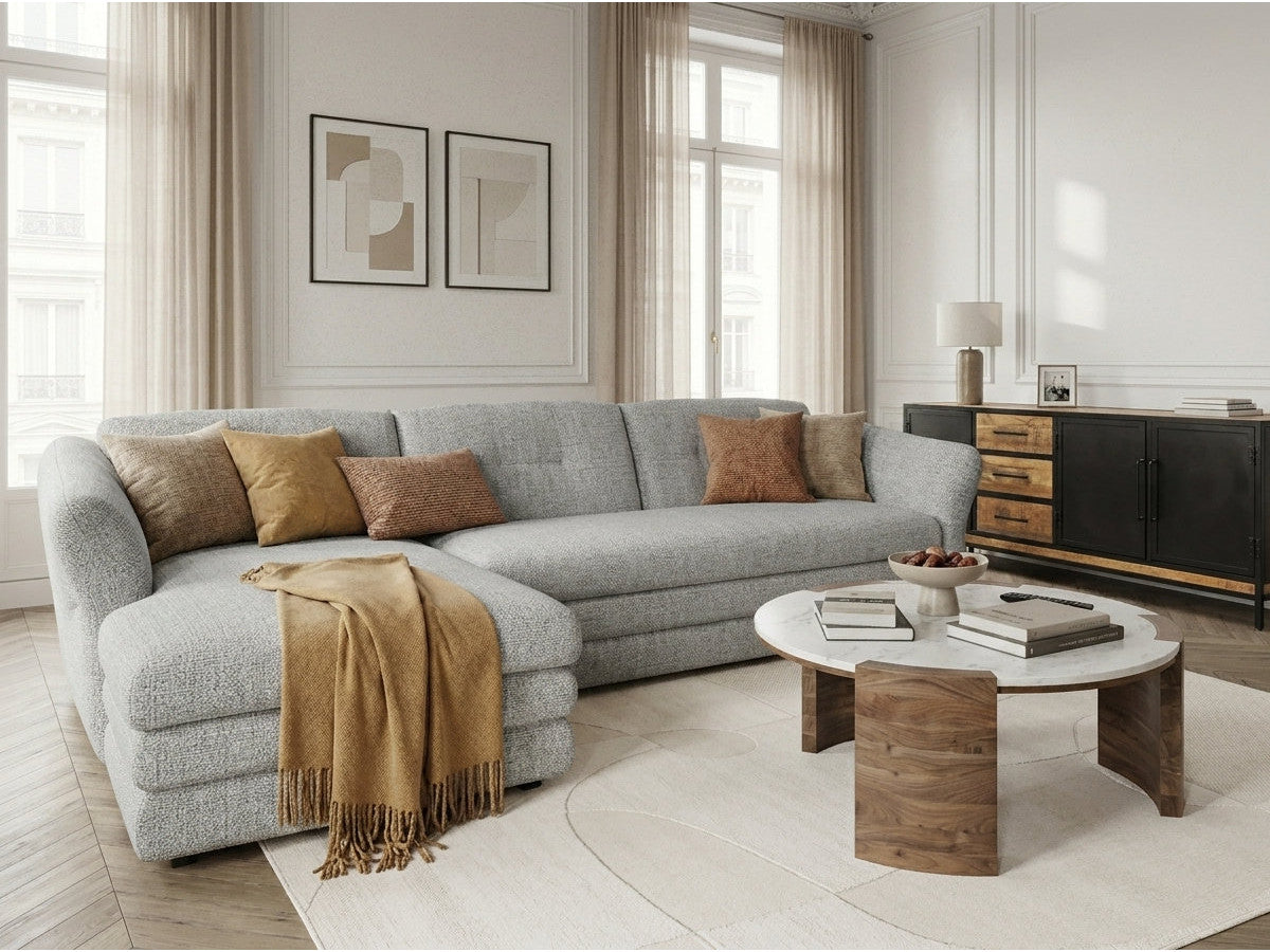 Hjørnesofa MARBLE i melert stoff