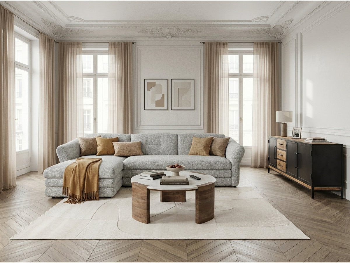 Hjørnesofa MARBLE i melert stoff