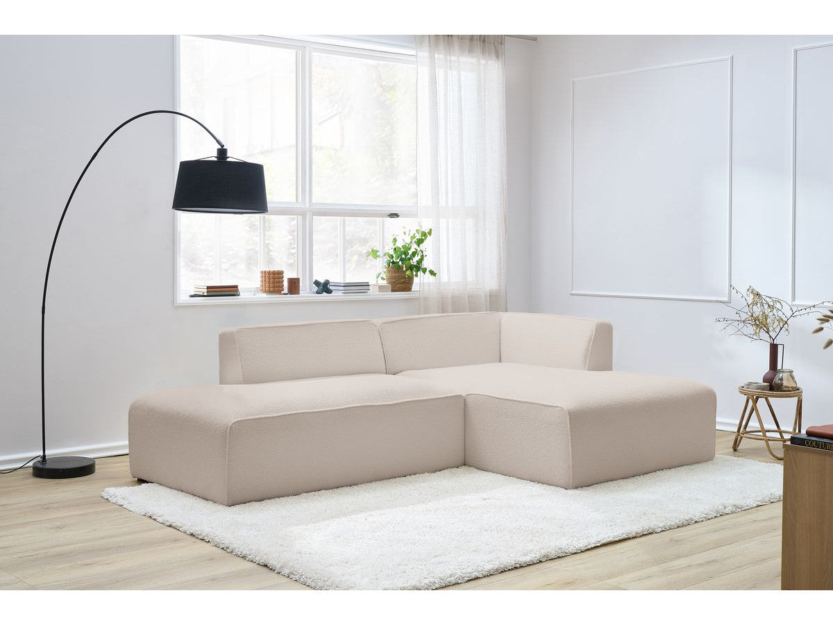 Hjørnesofa MEGEVE i bouclé-stoff