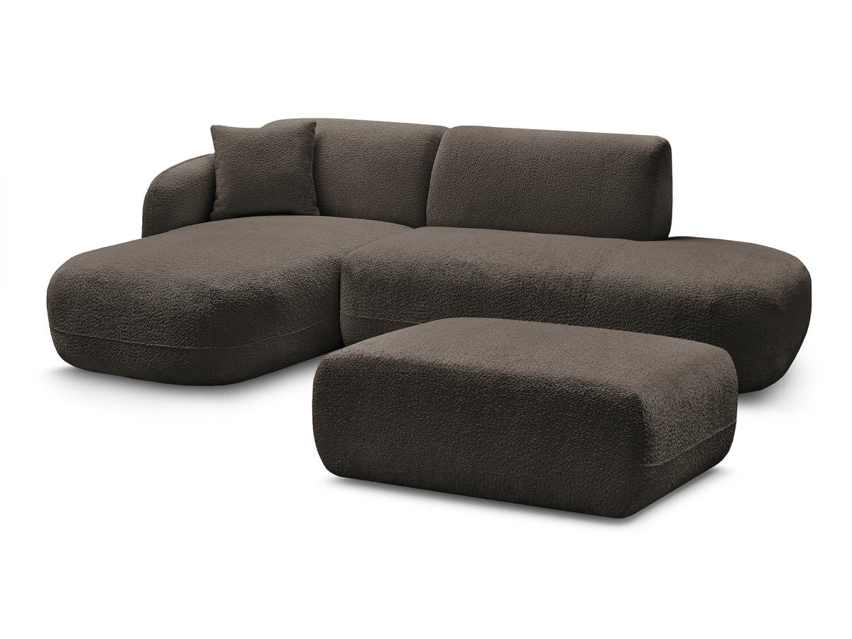 Modulær hjørnesofa ANDA med 1 sjeselong, 1 sittemodul sidebord og 1 puff