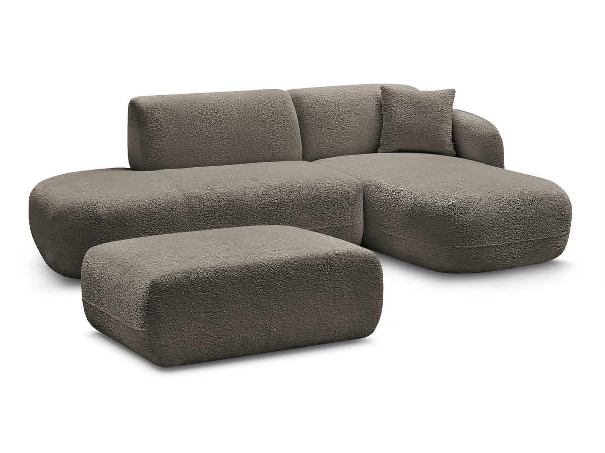 Modulær hjørnesofa ANDA med 1 sjeselong, 1 sittemodul sidebord og 1 puff