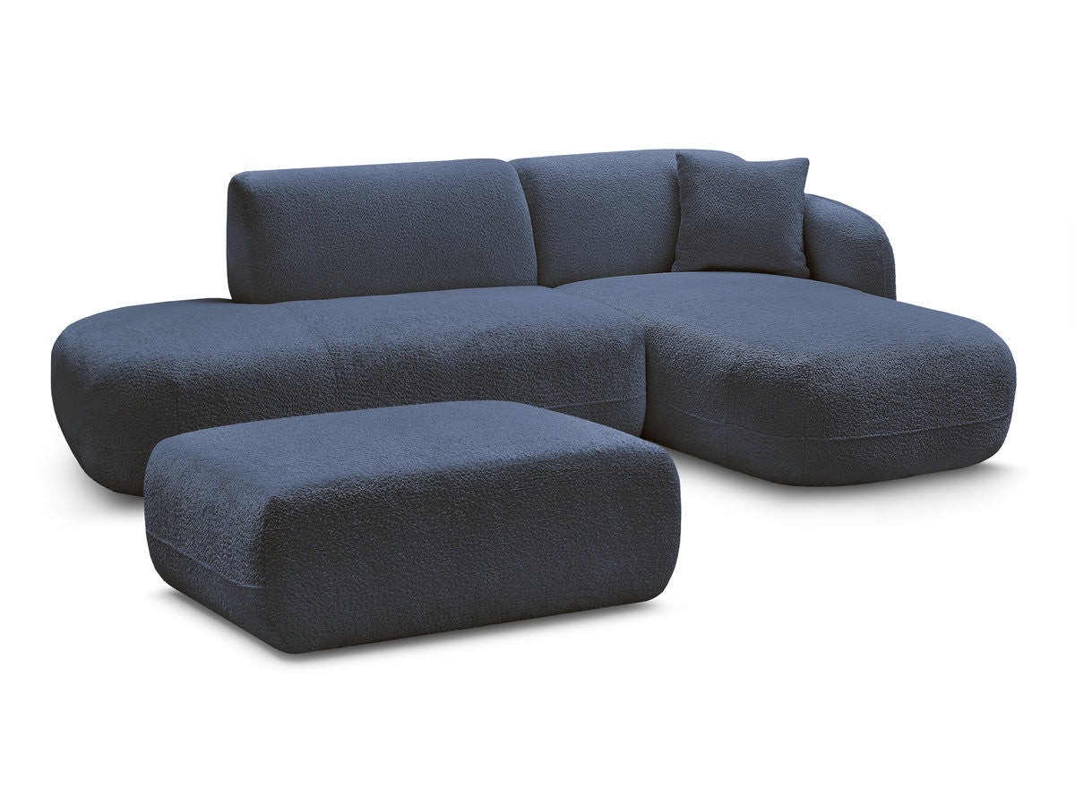 Modulær hjørnesofa ANDA med 1 sjeselong, 1 sittemodul sidebord og 1 puff