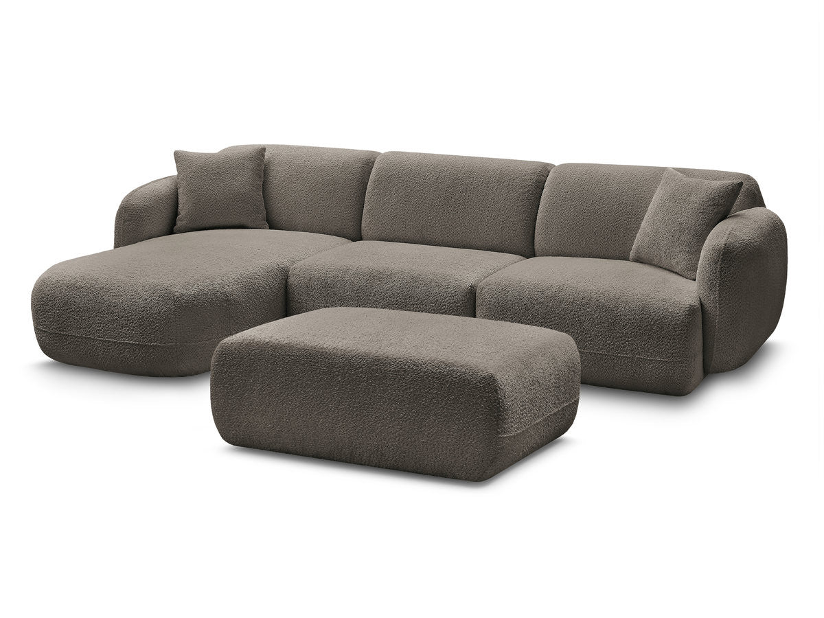Modulær hjørnesofa ANDA i chenille med puff
