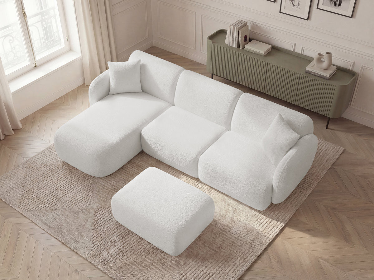 Modulær hjørnesofa ANDA i chenille med puff