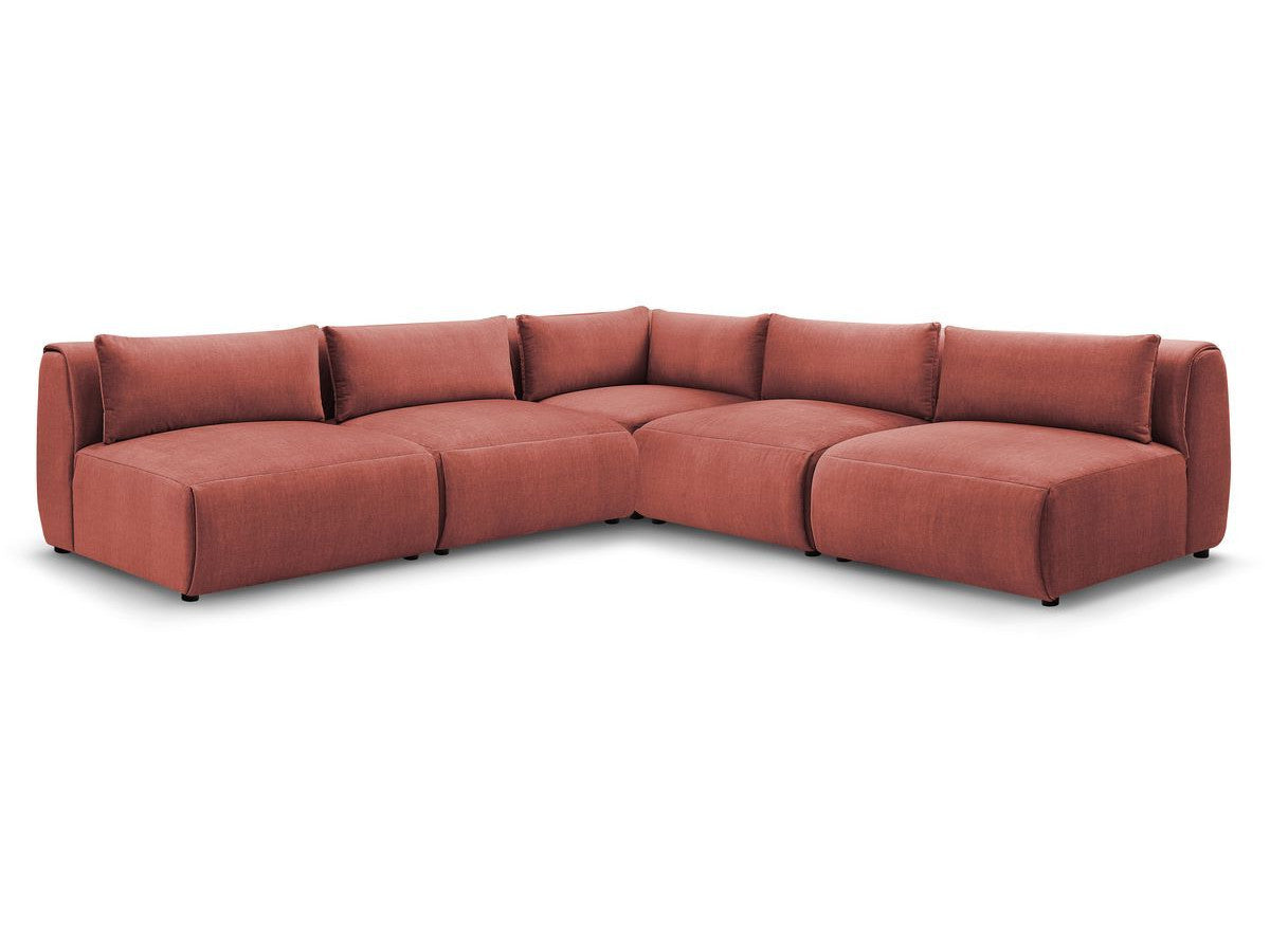 Modulær hjørnesofa JEANNE i fløyel med 4 sittemoduler og 1 hjørne