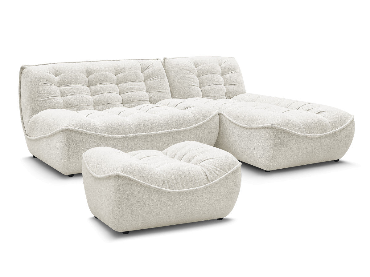 Modulær hjørnesofa SERENA i melert stoff med puff