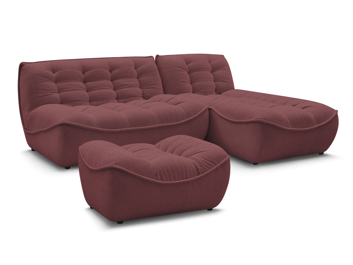 Modulær hjørnesofa SERENA i melert stoff med puff