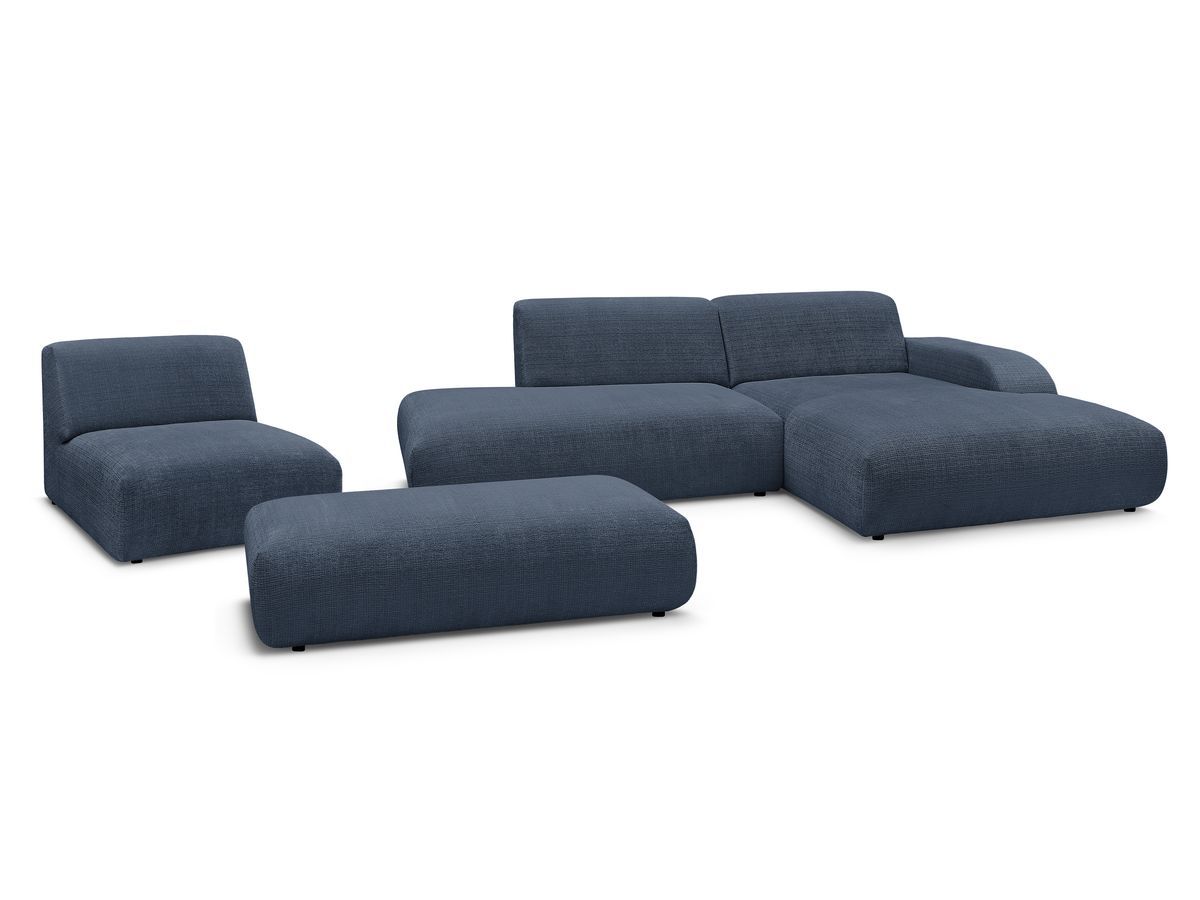 Modulær hjørnesofa SIRIUS i teksturert stoff med 1 sittemodul og stor puff