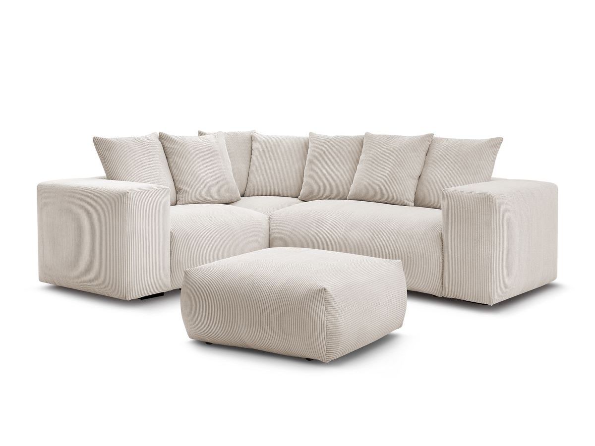 Modulær hjørnesofa VOLTAIRE med 1 sittemodul 2-seter, 1 hjørne, 1 sittemodul 1-seter og 1 puff