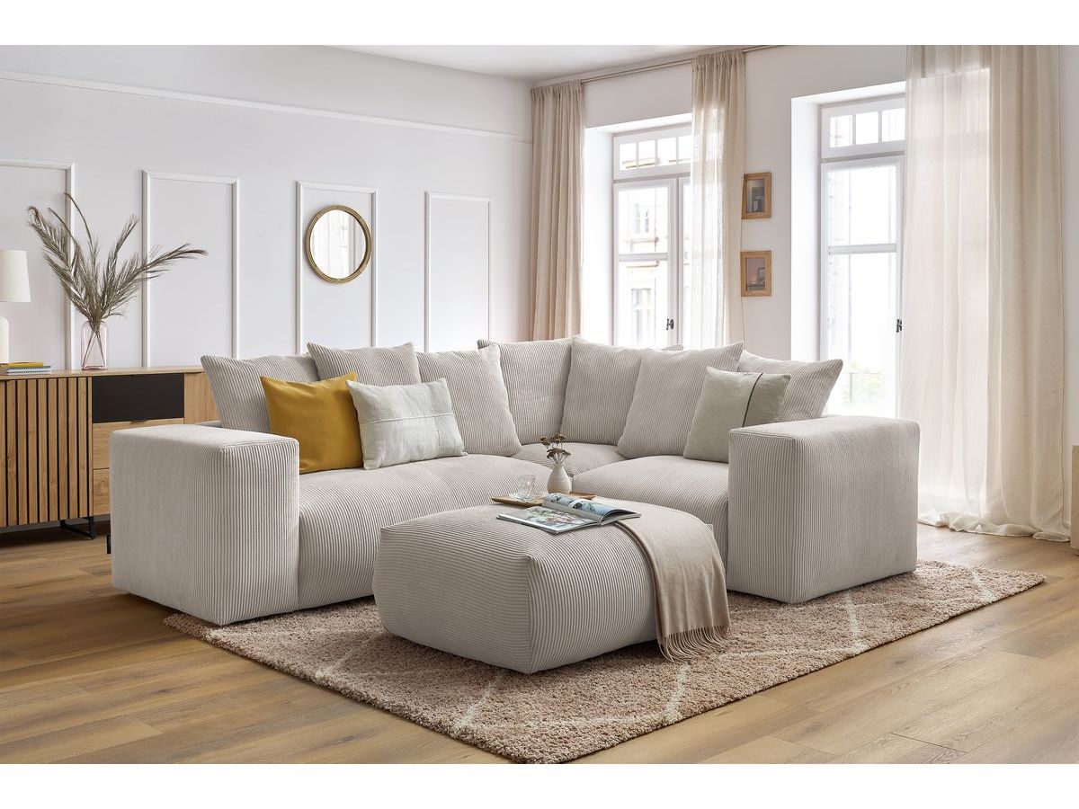 Modulær hjørnesofa VOLTAIRE med 1 sittemodul 2-seter, 1 hjørne, 1 sittemodul 1-seter og 1 puff