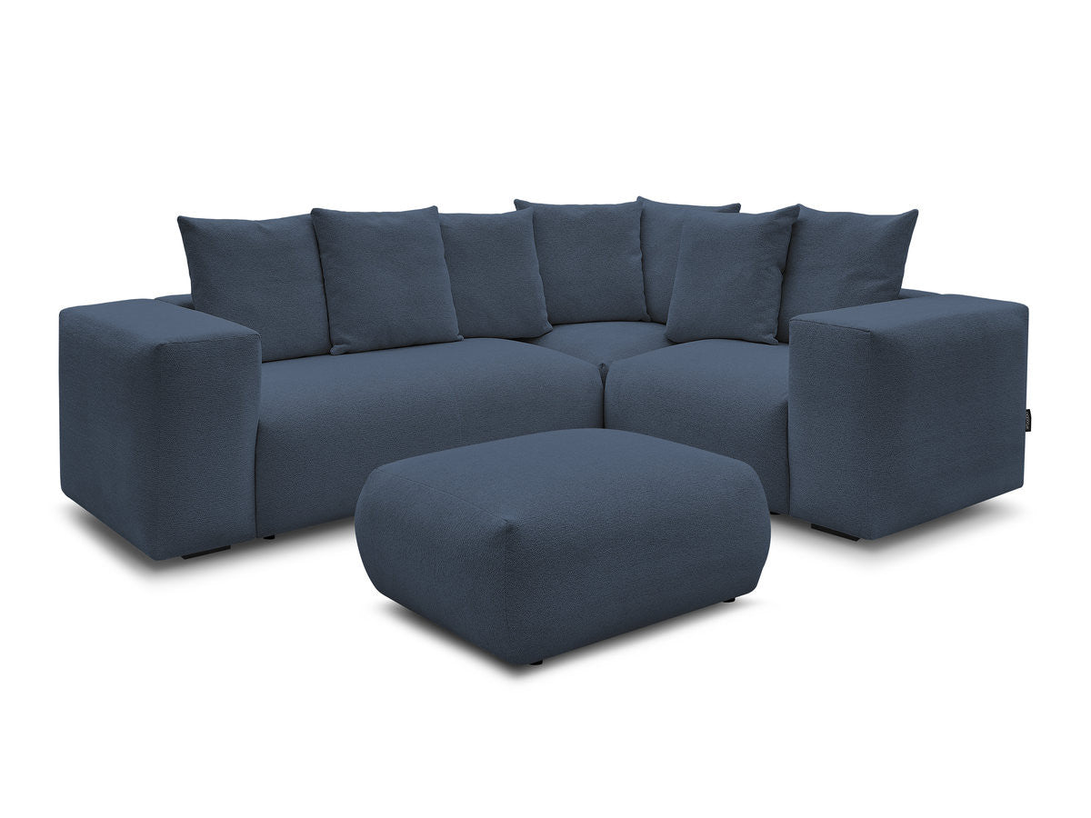 Modulær hjørnesofa VOLTAIRE med 1 sittemodul 2-seter, 1 hjørne og 1 sittemodul 1-seter i melert stoff med puff