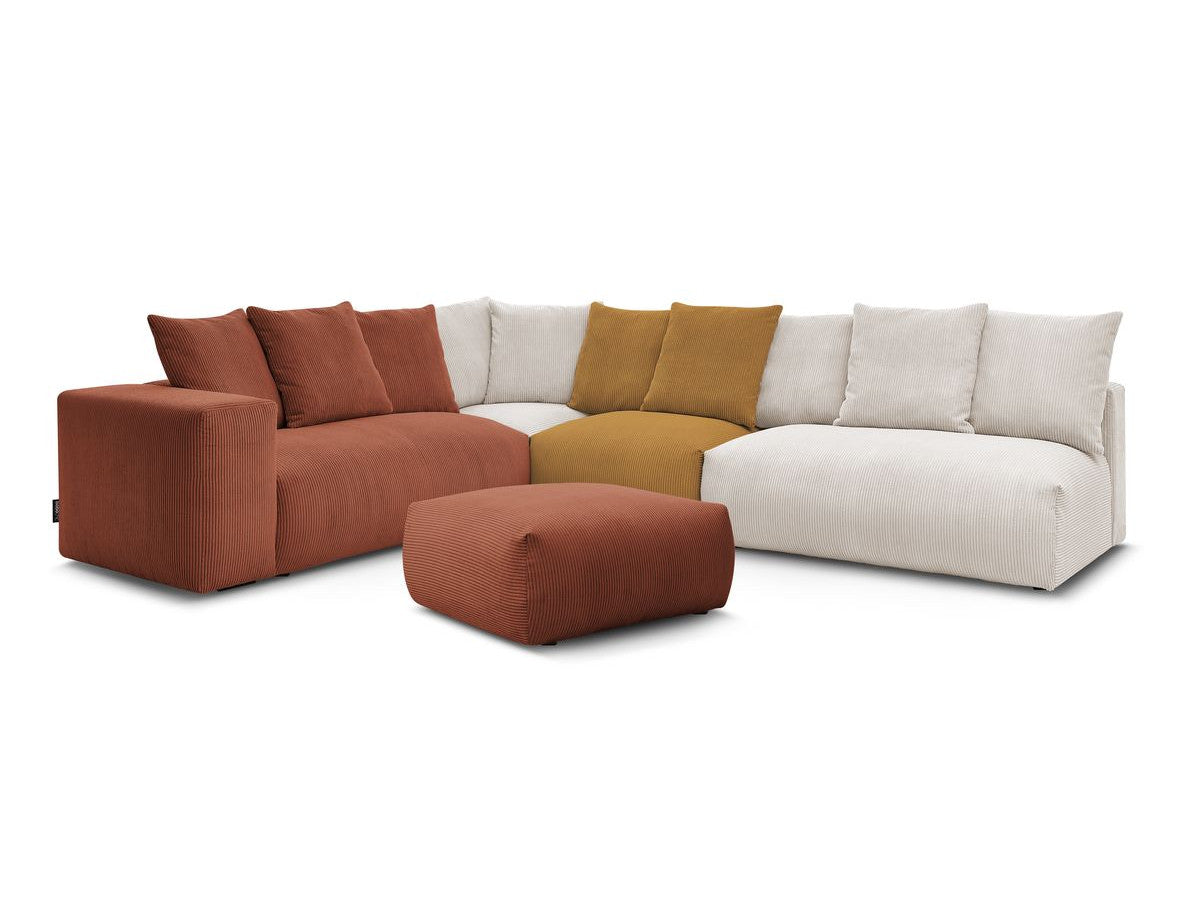 Modulær hjørnesofa VOLTAIRE med 2 sittemoduler 2-seter, 1 hjørne, 1 sittemodul 1-seter og 1 puff