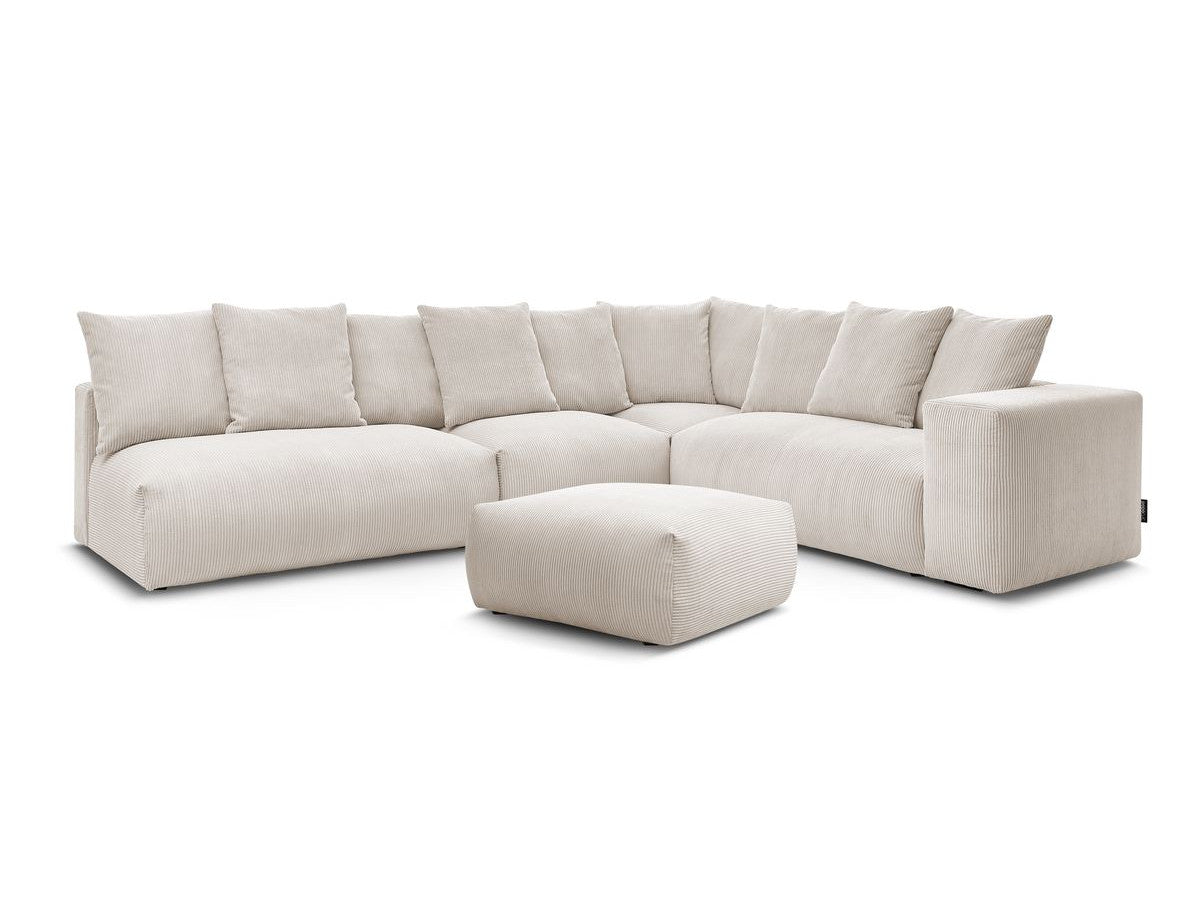 Modulær hjørnesofa VOLTAIRE med 2 sittemoduler 2-seter, 1 hjørne, 1 sittemodul 1-seter og 1 puff