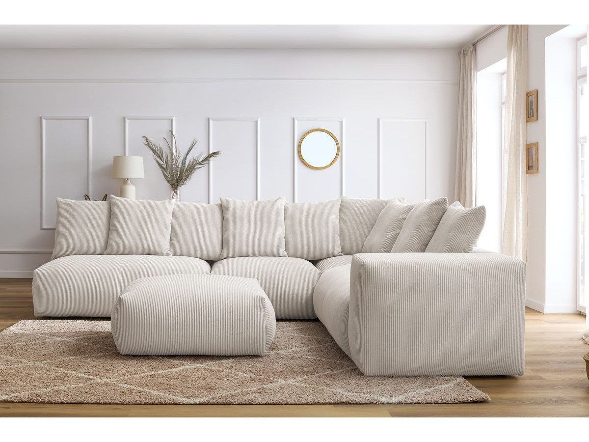 Modulær hjørnesofa VOLTAIRE med 2 sittemoduler 2-seter, 1 hjørne, 1 sittemodul 1-seter og 1 puff