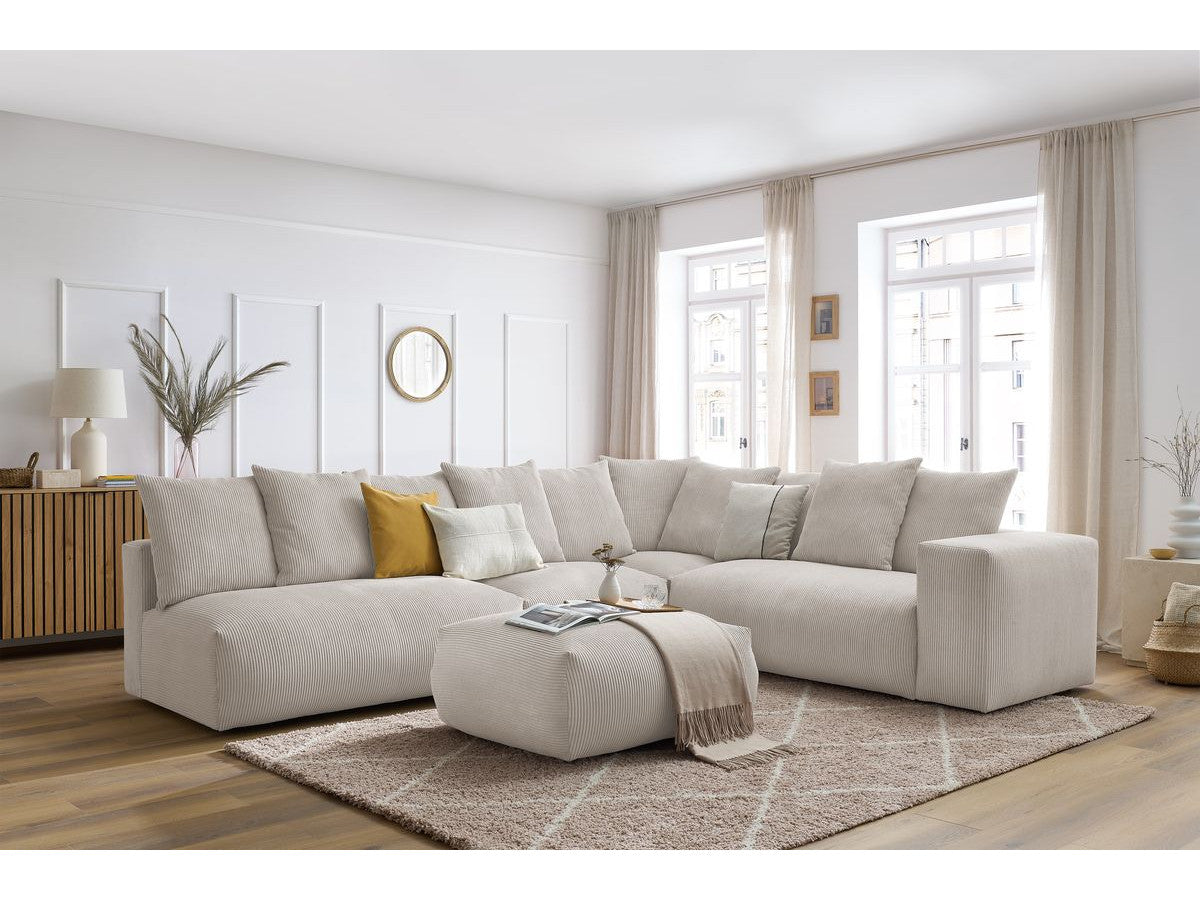 Modulær hjørnesofa VOLTAIRE med 2 sittemoduler 2-seter, 1 hjørne, 1 sittemodul 1-seter og 1 puff