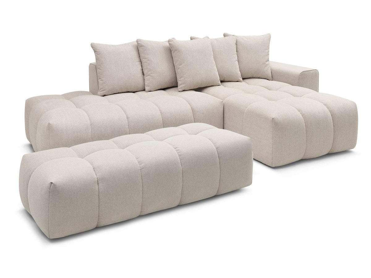 Hjørnesofa MONT-BLANC i stoff med puff