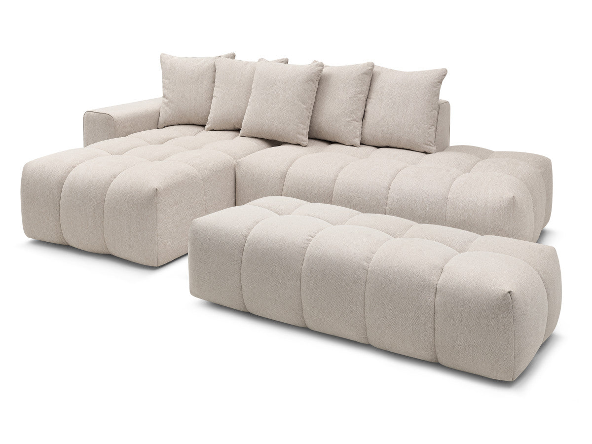 Hjørnesofa MONT-BLANC i stoff med puff
