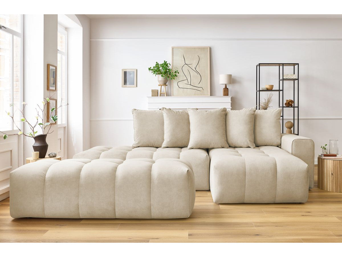 Hjørnesofa MONT-BLANC fløyel med puff