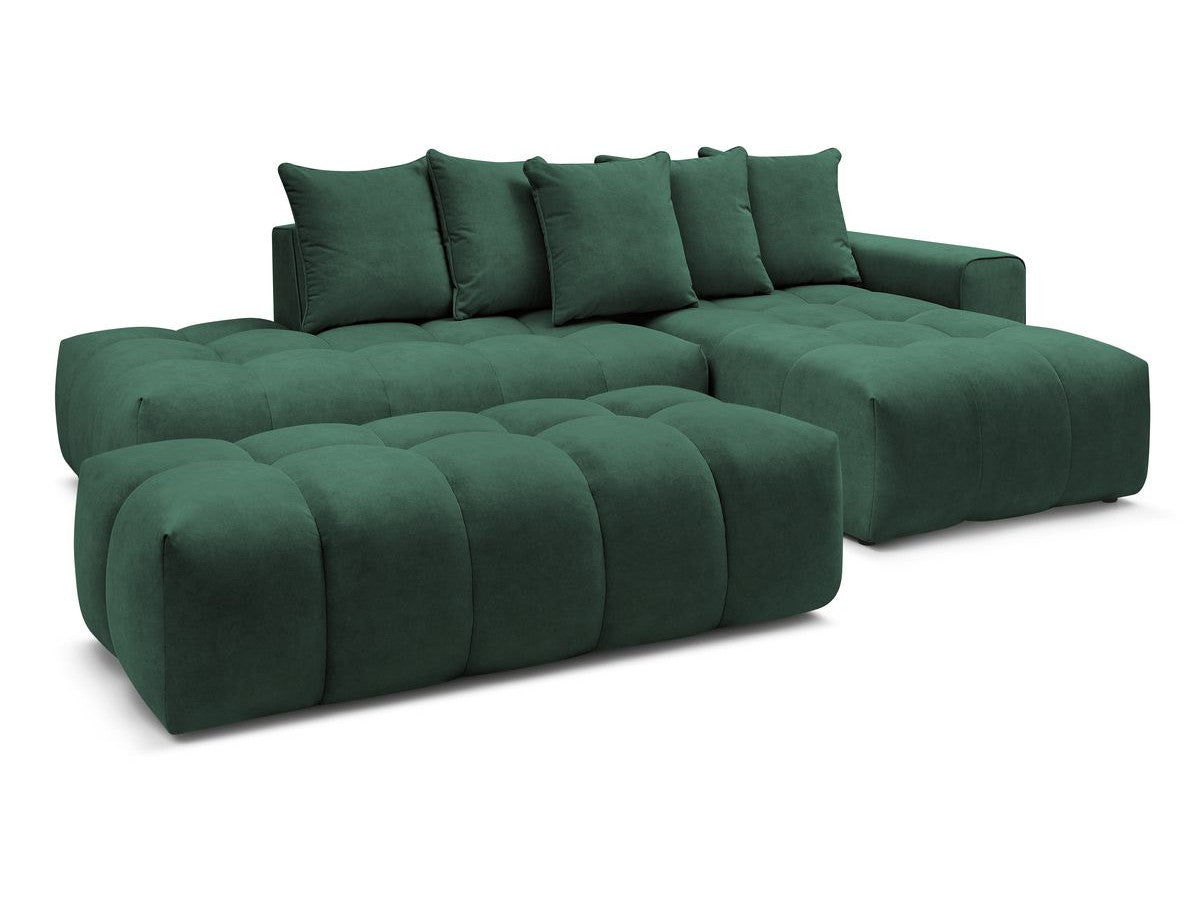 Hjørnesofa MONT-BLANC fløyel med puff