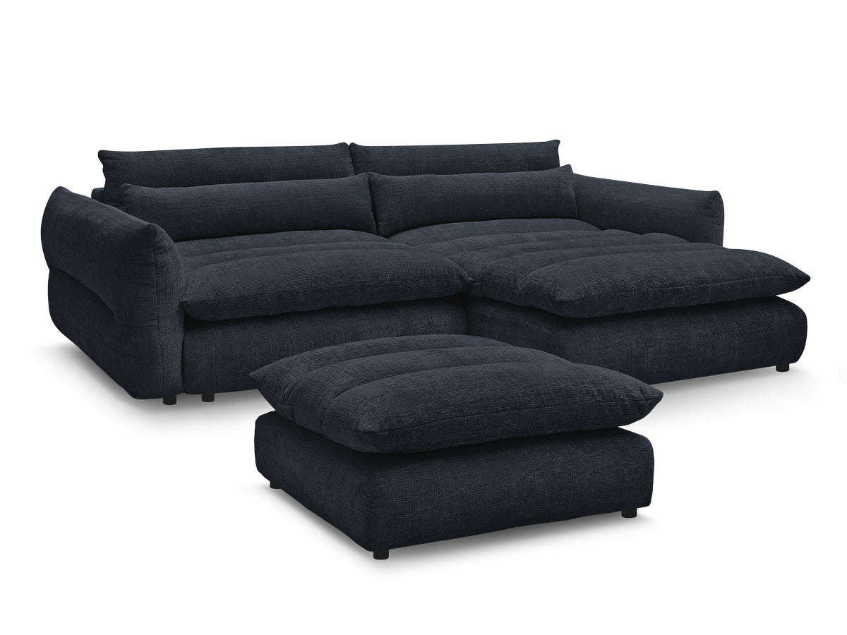 Hjørnesofa NEIL i teksturert stoff med puff
