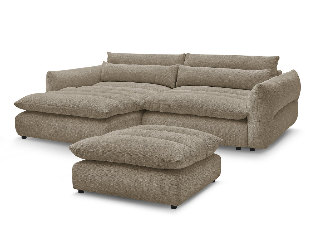 Hjørnesofa NEIL i teksturert stoff med puff