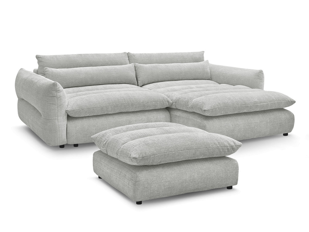 Hjørnesofa NEIL i teksturert stoff med puff