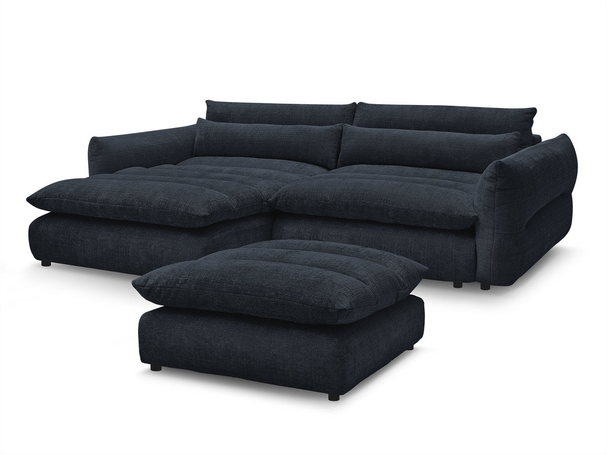 Hjørnesofa NEIL i teksturert stoff med puff