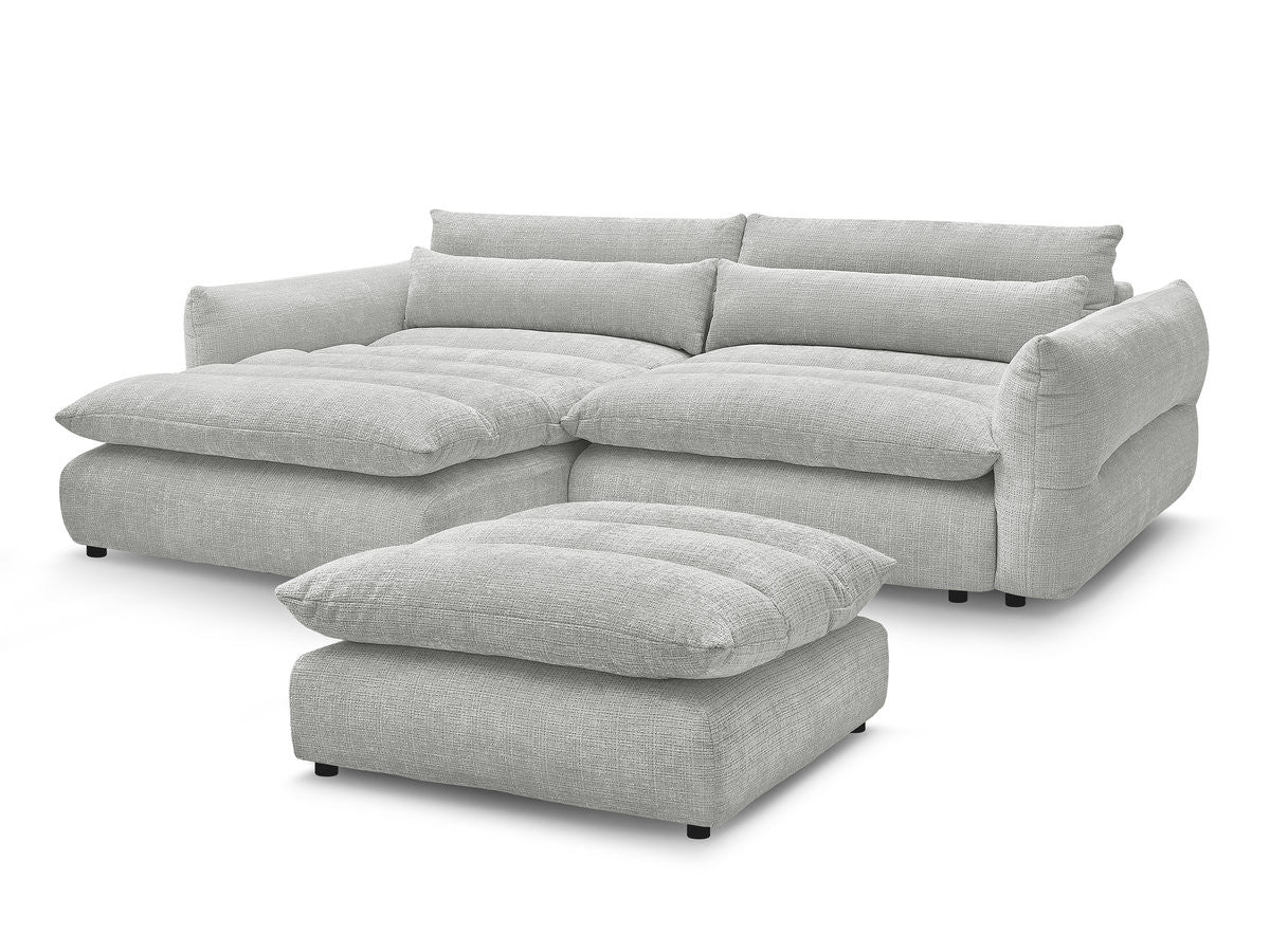Hjørnesofa NEIL i teksturert stoff med puff