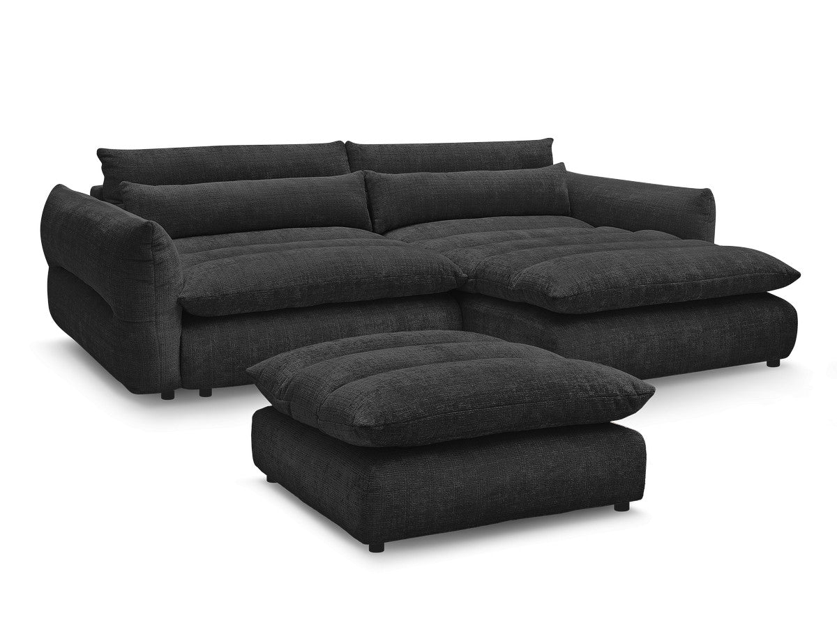 Hjørnesofa NEIL i teksturert stoff med puff