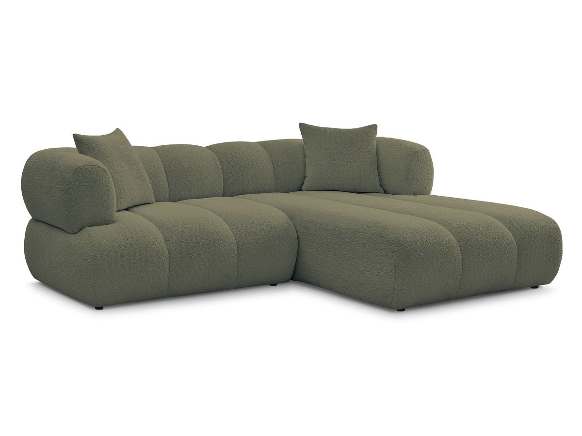 Hjørnesofa PAMIRA i bouclé-stoff