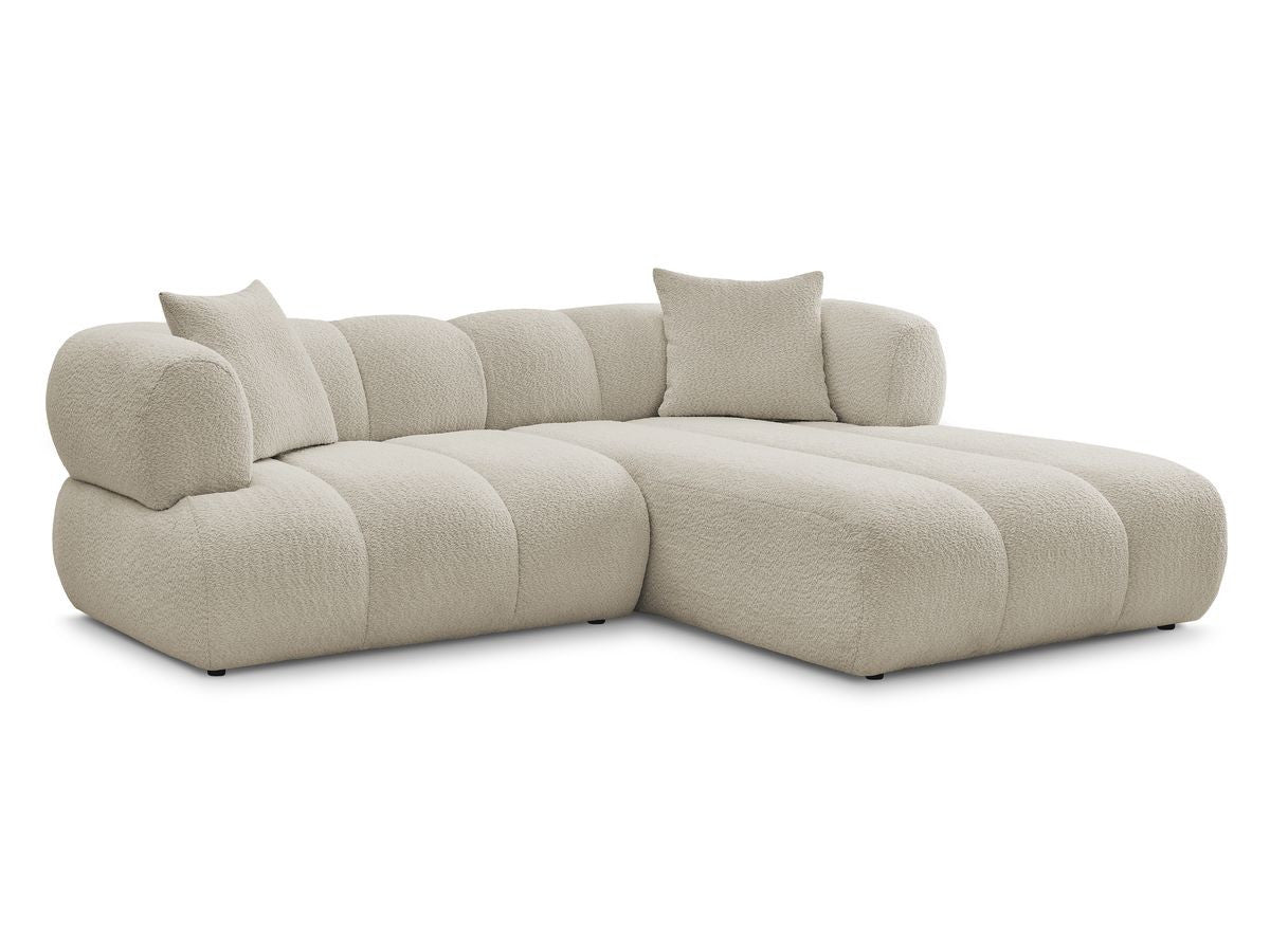 Hjørnesofa PAMIRA i bouclé-stoff