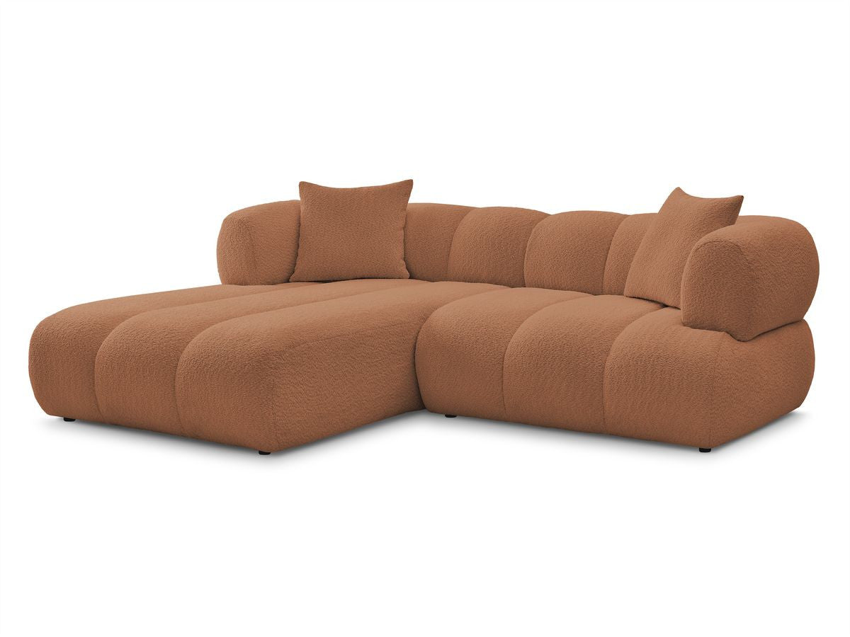 Hjørnesofa PAMIRA i bouclé-stoff